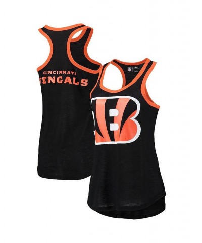 Women's Black Cincinnati Bengals Tater Burnout Tank Top Black $23.19 Tops