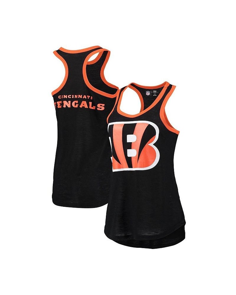 Women's Black Cincinnati Bengals Tater Burnout Tank Top Black $23.19 Tops