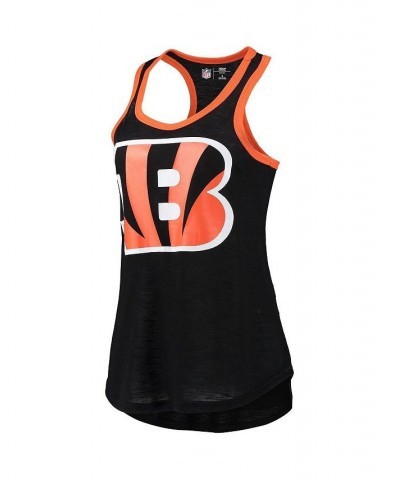 Women's Black Cincinnati Bengals Tater Burnout Tank Top Black $23.19 Tops