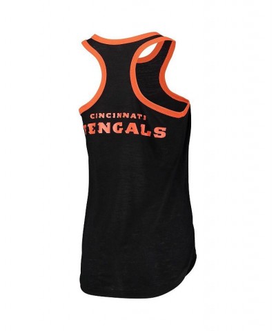 Women's Black Cincinnati Bengals Tater Burnout Tank Top Black $23.19 Tops