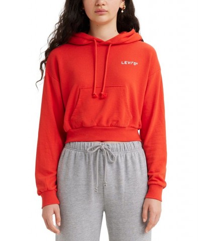 Women's Graphic Cropped Laundry Day Hoodie Red $14.10 Sweatshirts