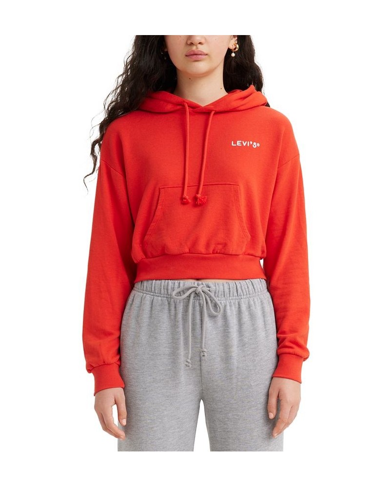 Women's Graphic Cropped Laundry Day Hoodie Red $14.10 Sweatshirts