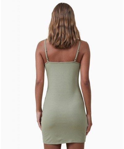 Women's Staple Lace Trim Mini Dress Green $18.40 Dresses