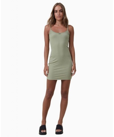 Women's Staple Lace Trim Mini Dress Green $18.40 Dresses