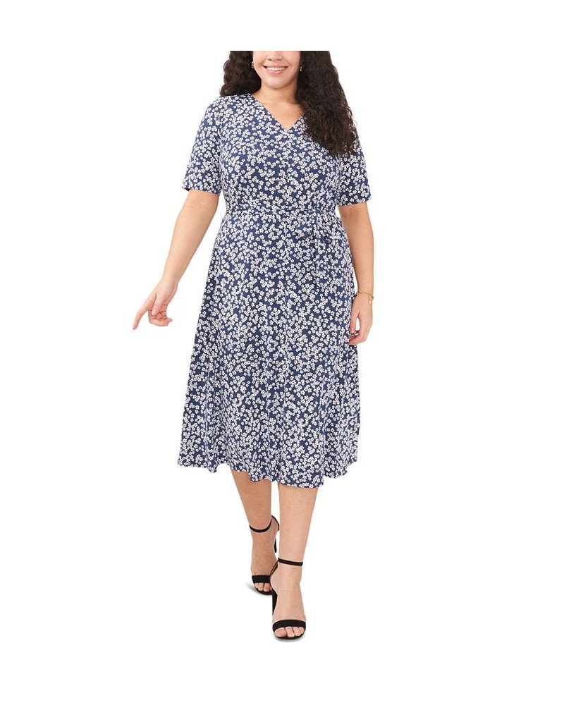 Plus Size Floral-Print Belted Midi Dress Denim $39.16 Dresses