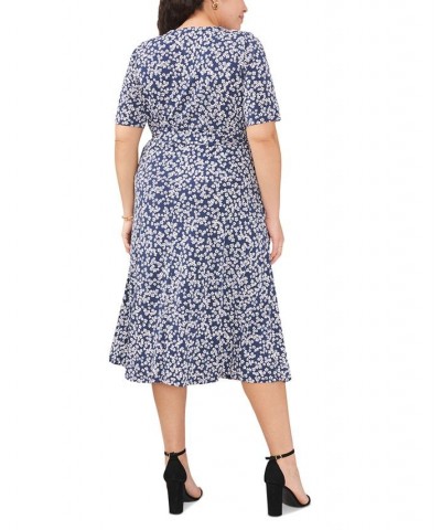 Plus Size Floral-Print Belted Midi Dress Denim $39.16 Dresses