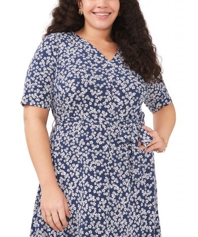 Plus Size Floral-Print Belted Midi Dress Denim $39.16 Dresses