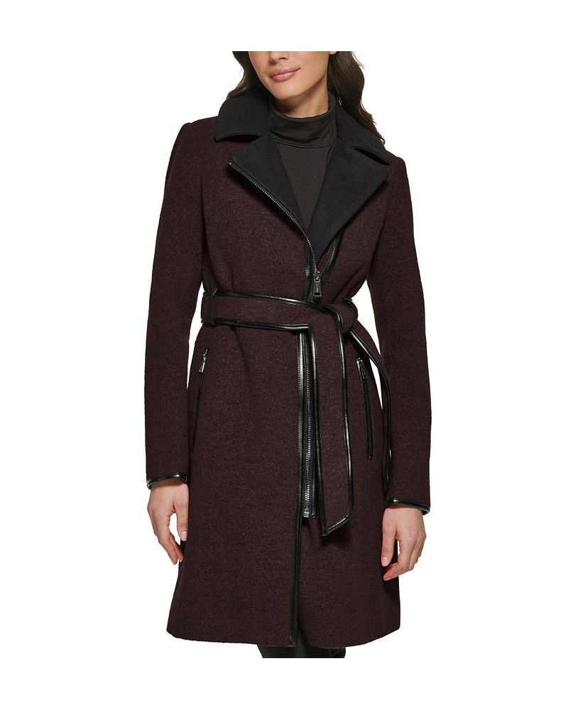 Women's Asymmetrical-Zipper Coat Red $110.00 Coats