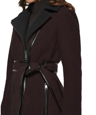 Women's Asymmetrical-Zipper Coat Red $110.00 Coats