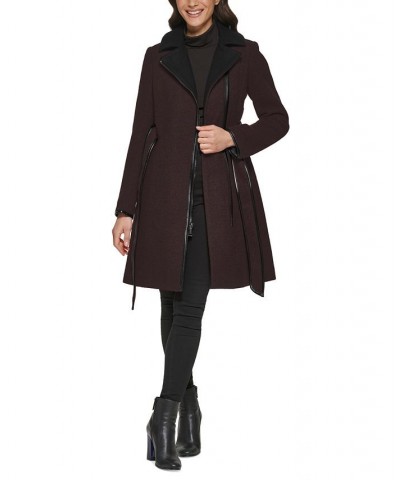 Women's Asymmetrical-Zipper Coat Red $110.00 Coats