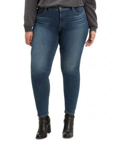 Trendy Plus Size Striped Turtleneck Top & Skinny-Leg Shaping Jeans Lapis Maui $18.20 Jeans