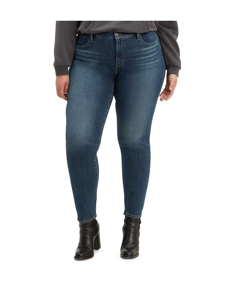 Trendy Plus Size Striped Turtleneck Top & Skinny-Leg Shaping Jeans Lapis Maui $18.20 Jeans