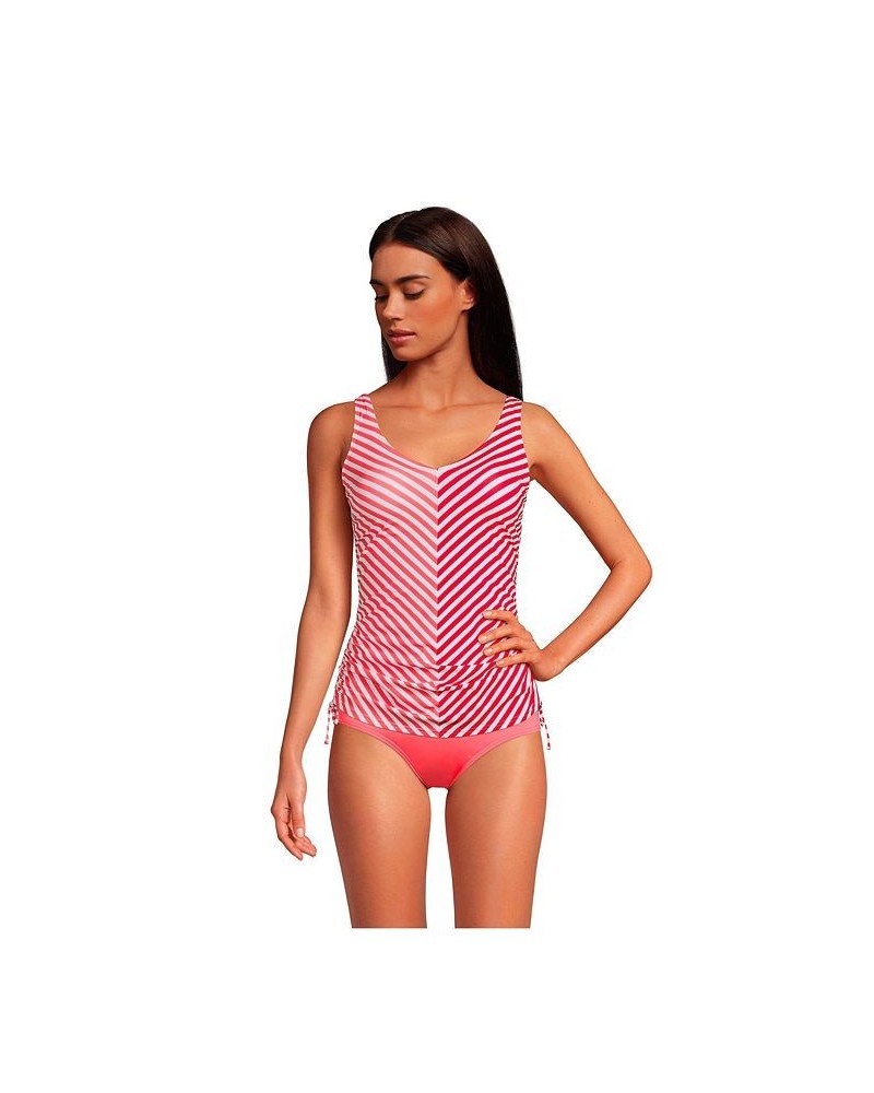 Women's Long Adjustable V-neck Underwire Tankini Swimsuit Top Adjustable Straps Wood Lily/Strawberry Chevron $39.97 Swimsuits