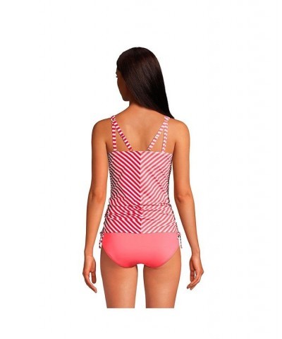 Women's Long Adjustable V-neck Underwire Tankini Swimsuit Top Adjustable Straps Wood Lily/Strawberry Chevron $39.97 Swimsuits