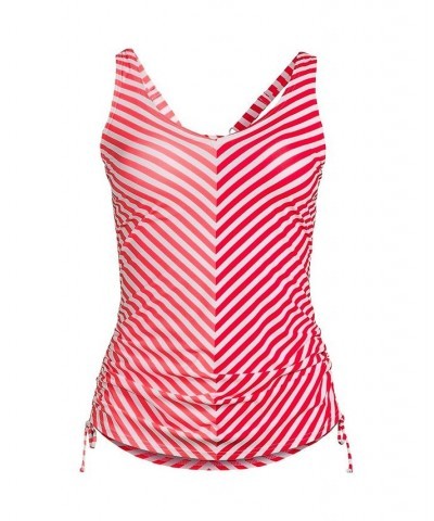 Women's Long Adjustable V-neck Underwire Tankini Swimsuit Top Adjustable Straps Wood Lily/Strawberry Chevron $39.97 Swimsuits