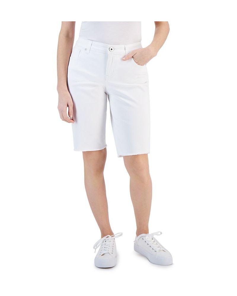 Petite Raw-Hem Bermuda Shorts Bright White $16.79 Shorts