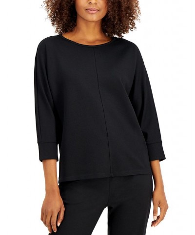 Boat-Neck Dolman-Sleeve Top Anne Black $11.18 Tops