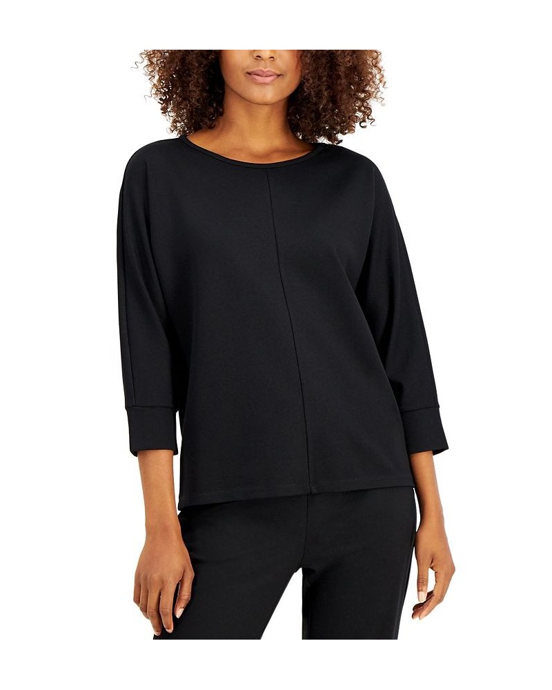 Boat-Neck Dolman-Sleeve Top Anne Black $11.18 Tops