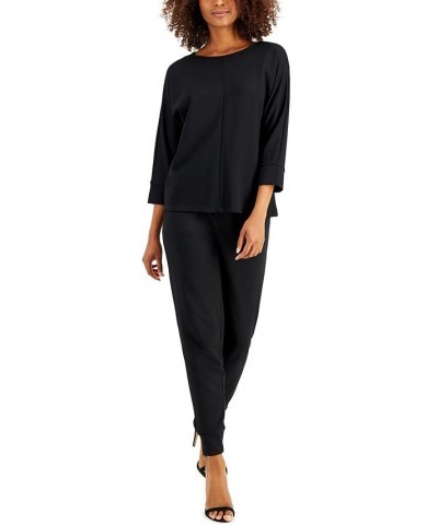 Boat-Neck Dolman-Sleeve Top Anne Black $11.18 Tops