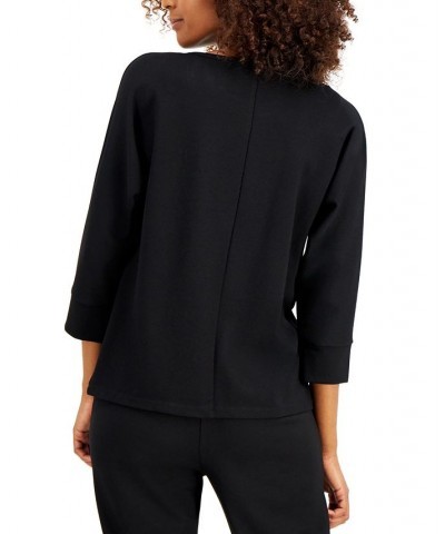 Boat-Neck Dolman-Sleeve Top Anne Black $11.18 Tops