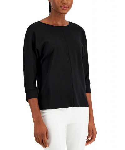 Boat-Neck Dolman-Sleeve Top Anne Black $11.18 Tops