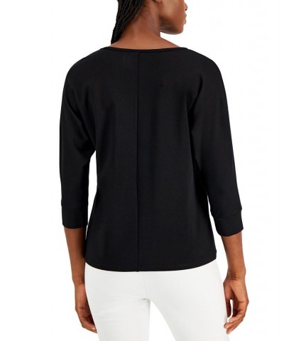 Boat-Neck Dolman-Sleeve Top Anne Black $11.18 Tops