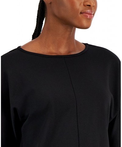 Boat-Neck Dolman-Sleeve Top Anne Black $11.18 Tops