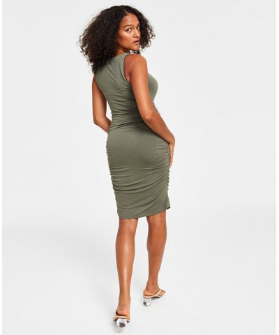 Women's Sleeveless Ruched Bodycon Dress Green $27.97 Dresses