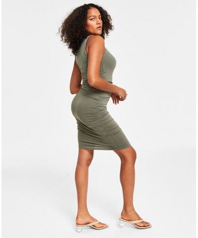 Women's Sleeveless Ruched Bodycon Dress Green $27.97 Dresses