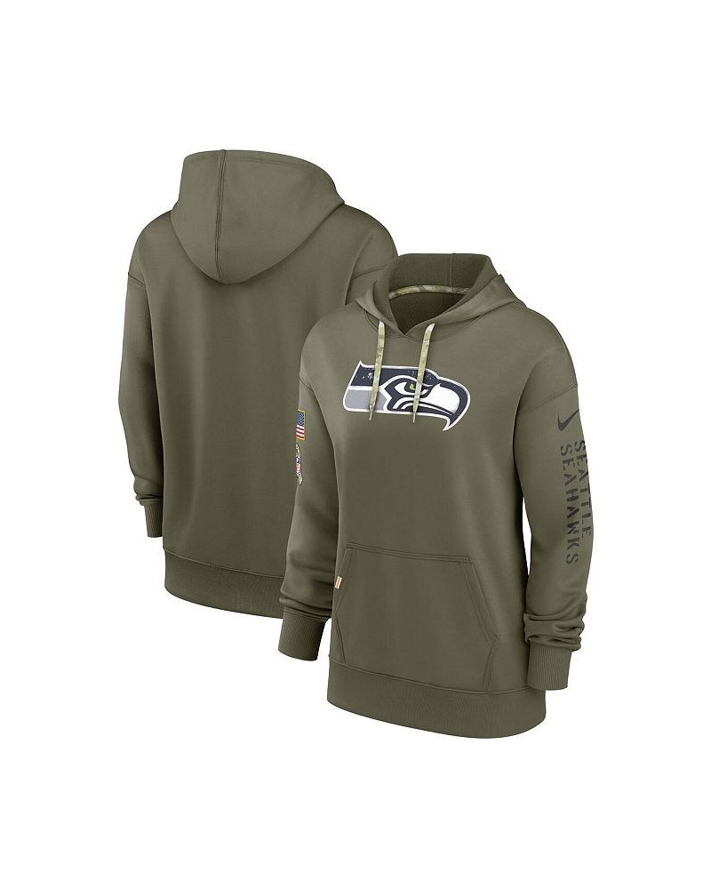 Women's Olive Seattle Seahawks 2022 Salute to Service Performance Pullover Hoodie Olive $48.40 Sweatshirts