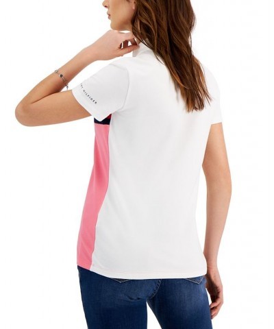 Global Tape Zipper Polo Top Pink $17.86 Tops