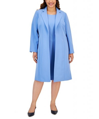 Plus Size Sheath Dress & Long Topper Jacket Blue $102.00 Suits