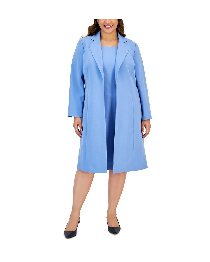 Plus Size Sheath Dress & Long Topper Jacket Blue $102.00 Suits