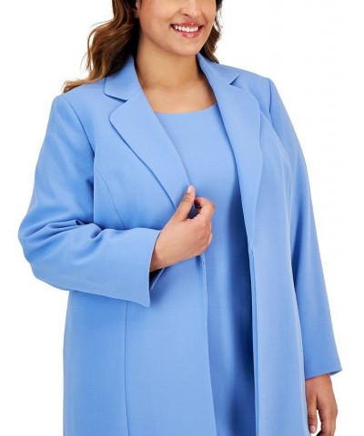 Plus Size Sheath Dress & Long Topper Jacket Blue $102.00 Suits