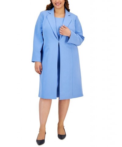 Plus Size Sheath Dress & Long Topper Jacket Blue $102.00 Suits