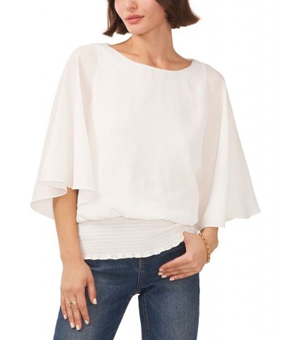 Women's Smocked-Waist Top Black & White $16.20 Tops