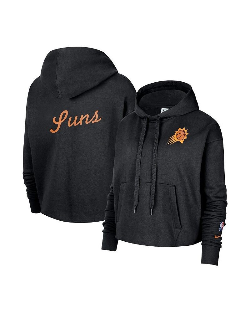 Women's Black Phoenix Suns Essential Pullover Cropped Hoodie Black $32.00 Sweatshirts