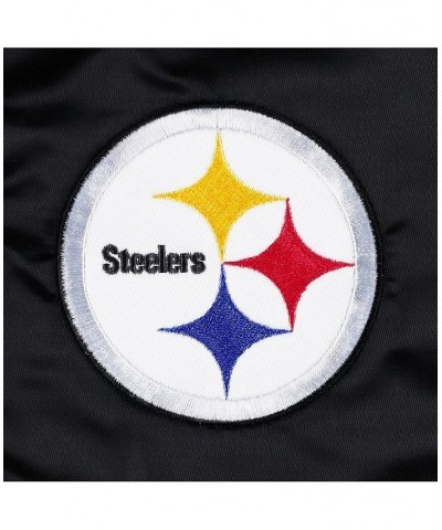 Women's Black Pittsburgh Steelers Line Up Satin Full-Snap Varsity Jacket Black $54.00 Jackets