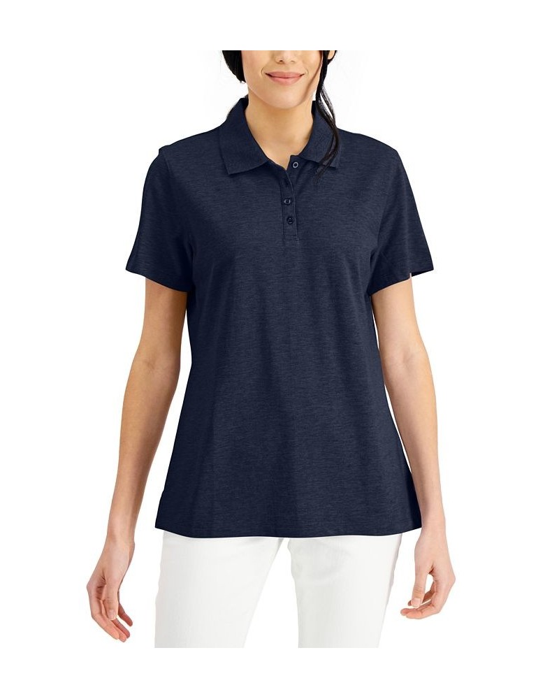 Cotton Short Sleeve Polo Shirt Intrepid Blue $11.59 Tops