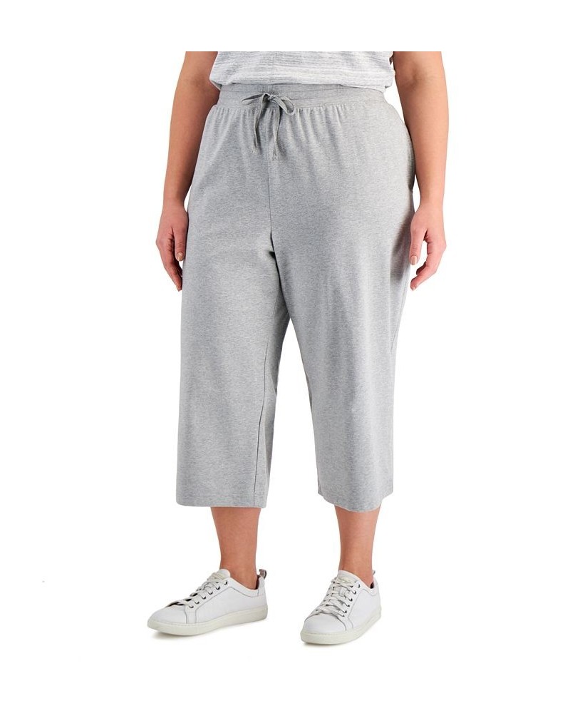 Plus Size Drawstring-Waist Knit Capri Pants Intrepid Blue $10.00 Pants