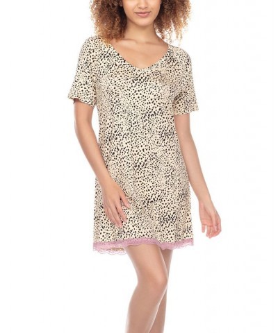 Women's All American Lace-Trim Sleep Shirt Natural Animal $22.08 Sleepwear