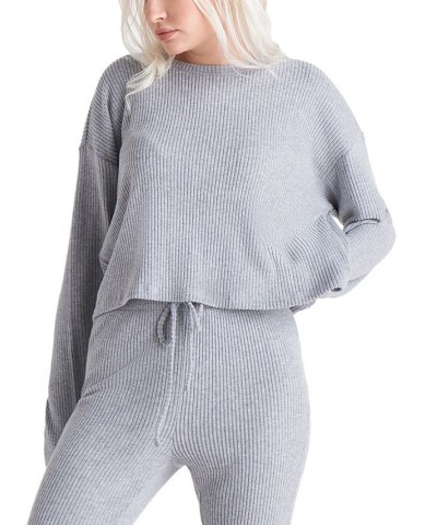 Women's Ribbed Drop-Shoulder Cropped Sweater Soft/grey Heather $25.37 Tops