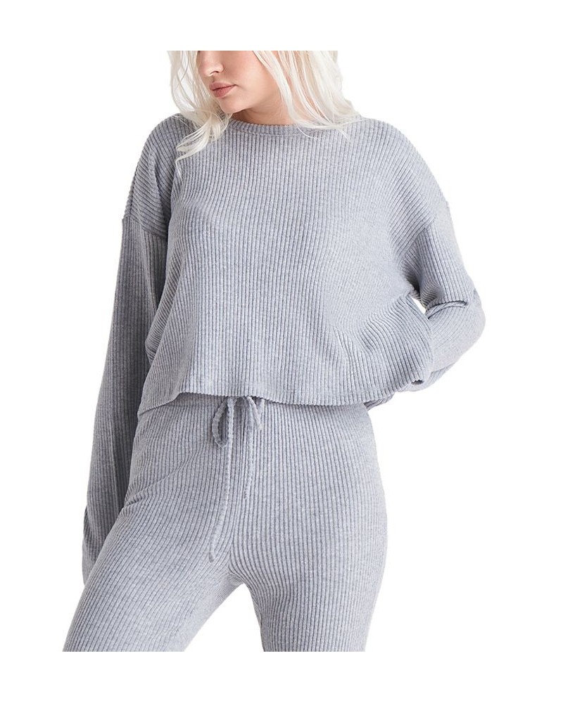 Women's Ribbed Drop-Shoulder Cropped Sweater Soft/grey Heather $25.37 Tops