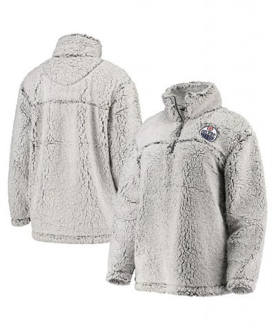 Women's Gray Edmonton Oilers Sherpa Quarter-Zip Pullover Jacket Gray $45.89 Jackets