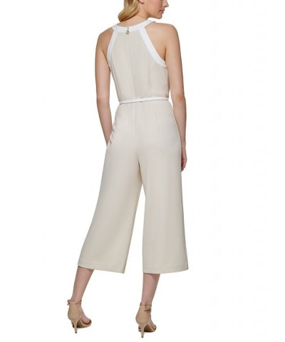 Women's Halter-Neck Belted Jumpsuit Parchment/ivory $50.88 Pants