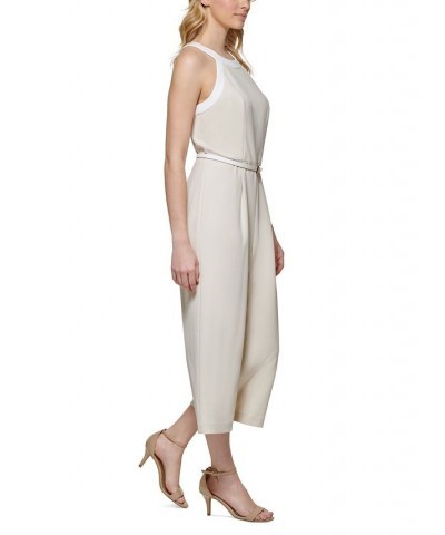 Women's Halter-Neck Belted Jumpsuit Parchment/ivory $50.88 Pants