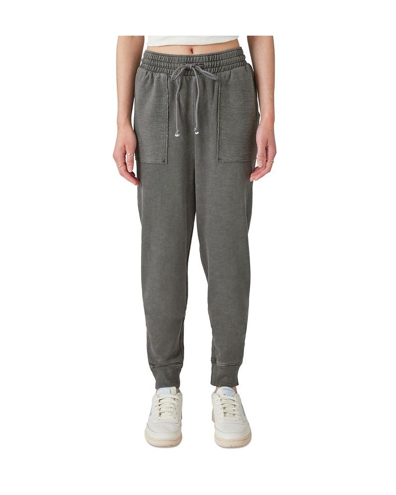 Women's Cotton Reverse Terry Jogger Pants Washed Black $46.54 Pants