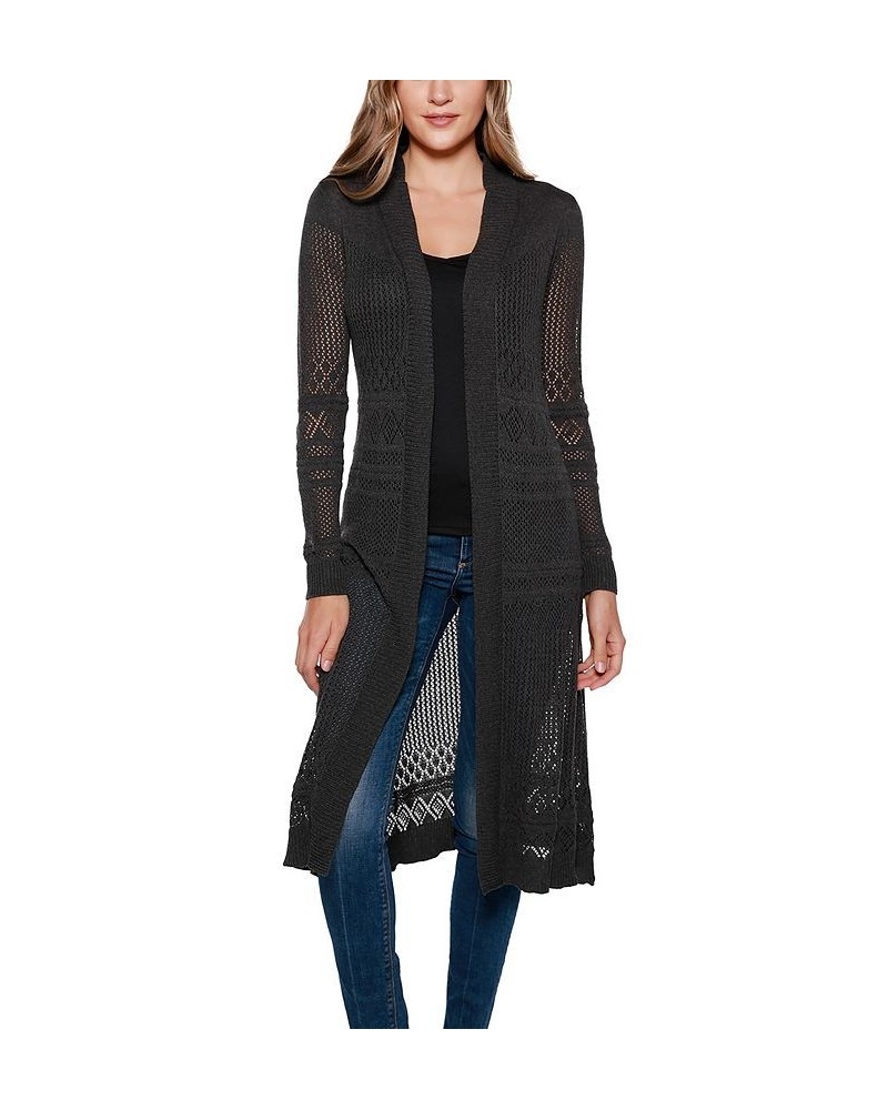 Pointelle-Stitch Duster Cardigan Black $23.59 Sweaters