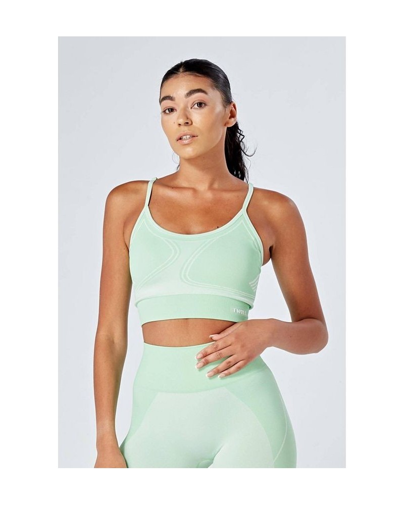 Recycled Colour Block Body Fit Seamless Sports Bra - Green Green $22.56 Bras