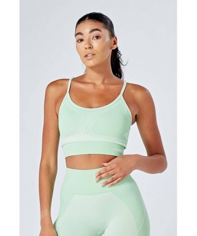 Recycled Colour Block Body Fit Seamless Sports Bra - Green Green $22.56 Bras